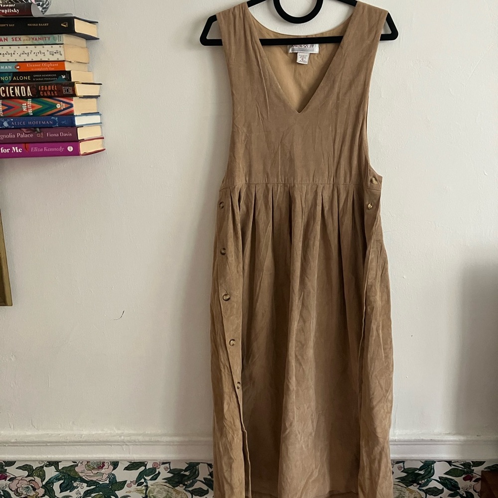 Vintage Karen Scott Light Brown Corduroy Pinafore Dress